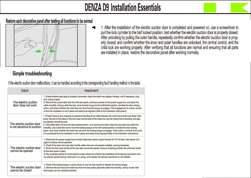 Denza electric suction door