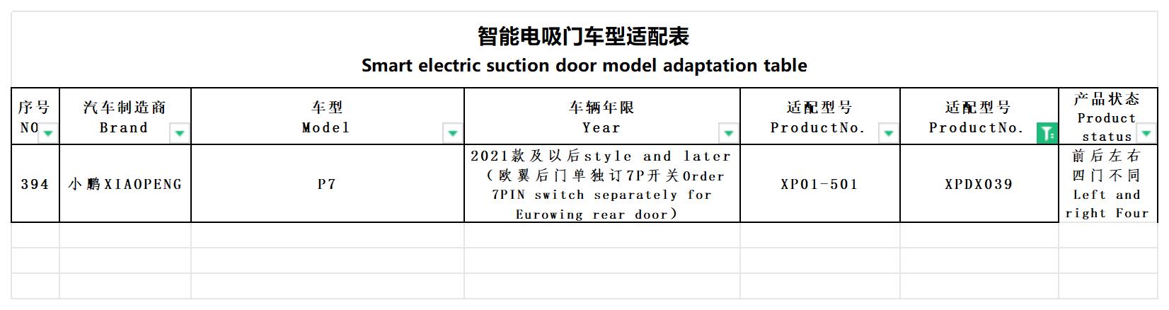 Xpeng electric suction door