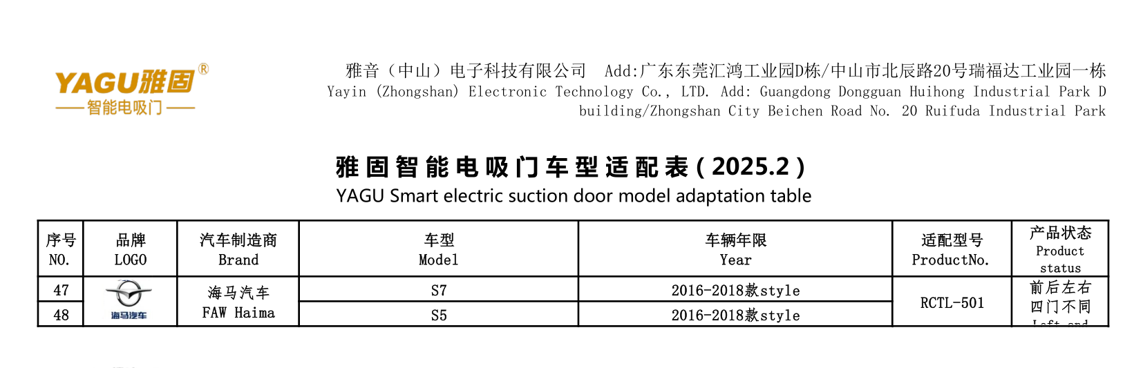 Haima electric suction door